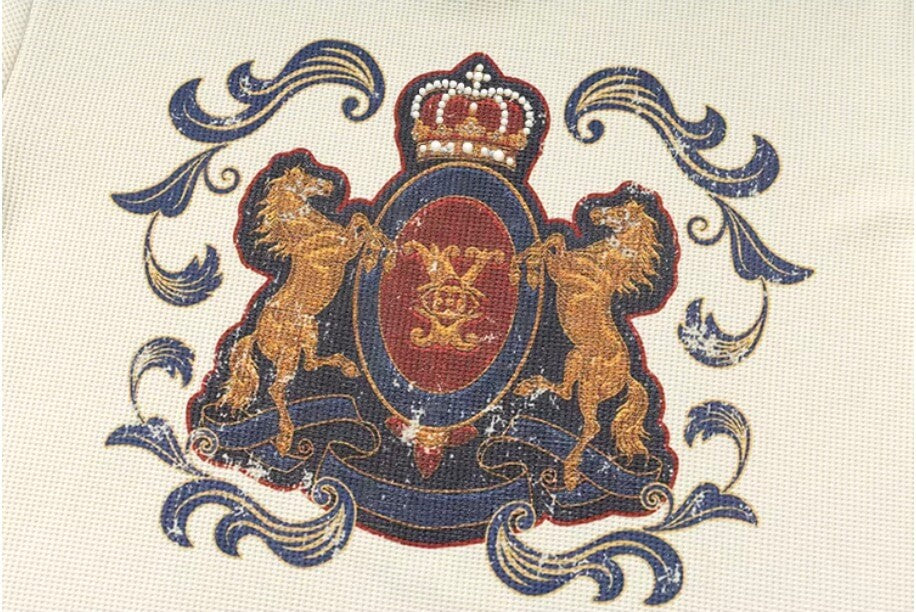 YADcrew Horse Vintage Print Waffle Long Sleeve Tee | Face 3 Face