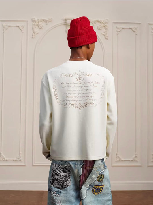 YADcrew Horse Vintage Print Waffle Long Sleeve Tee | Face 3 Face