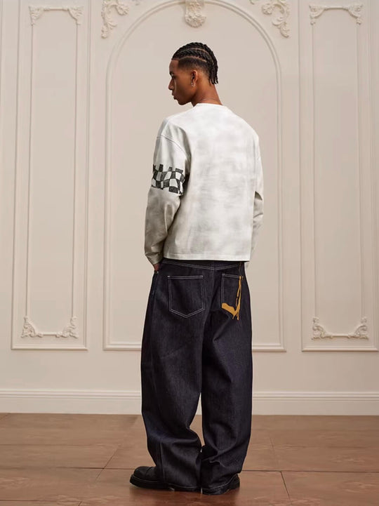 YADcrew Dirty Washed Circus Star Studded Long Sleeve Tee | Face 3 Face