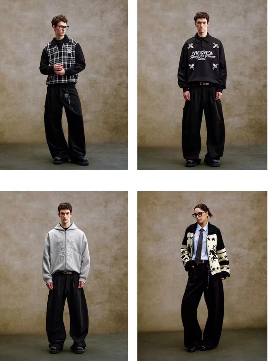 YADcrew Turquoise Studded Tucked Machete Black Pants | Face 3 Face