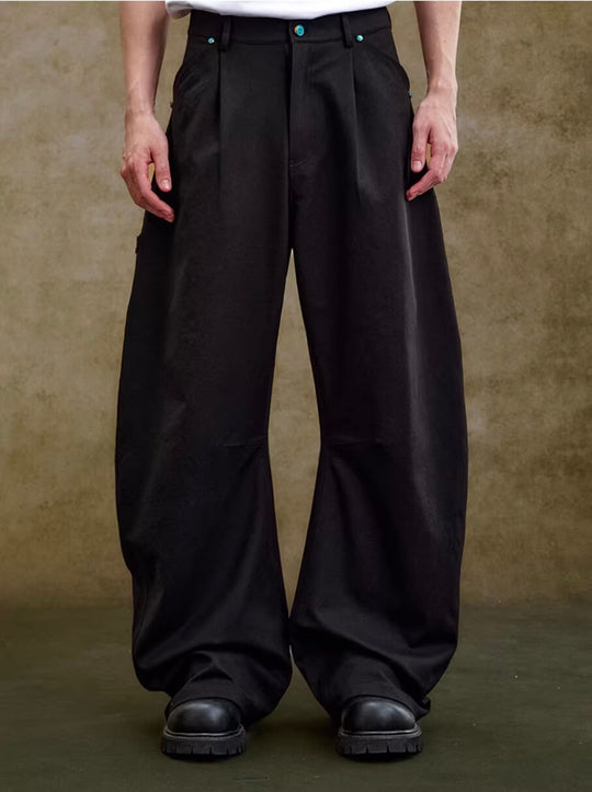 YADcrew Turquoise Studded Tucked Machete Black Pants | Face 3 Face