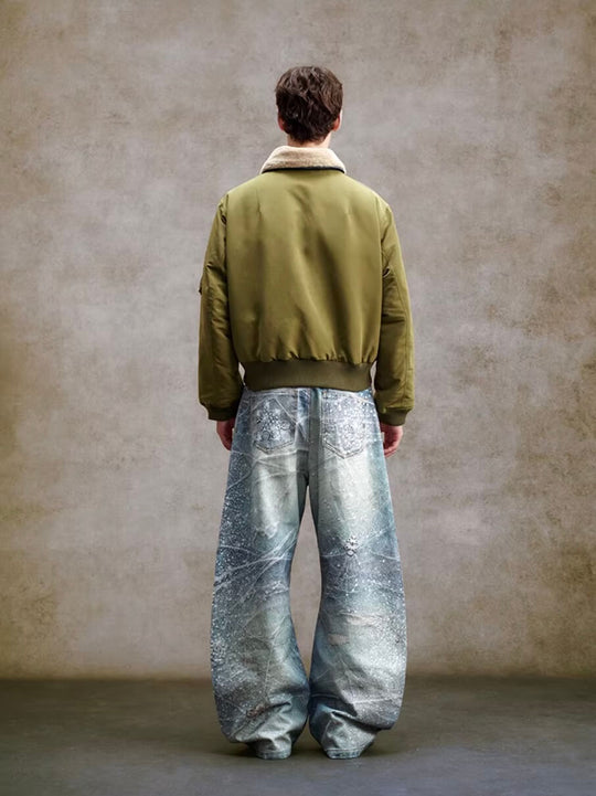 YADcrew 3D Digital Print Rhinestone Machete Jeans | Face 3 Face