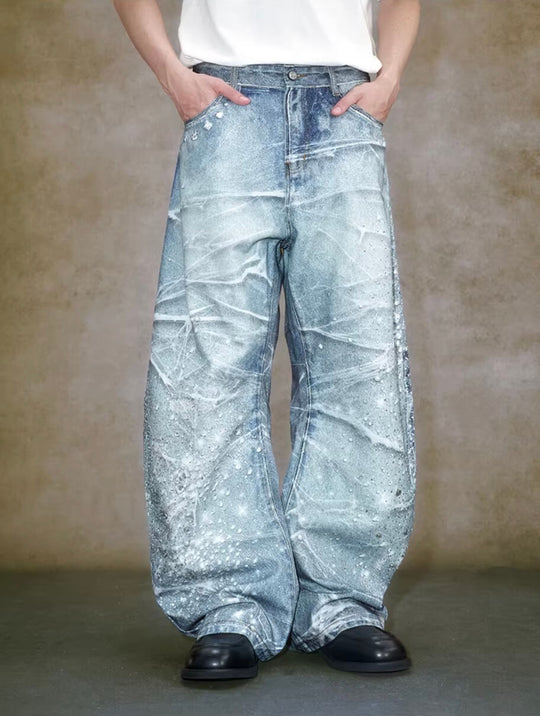 YADcrew 3D Digital Print Rhinestone Machete Jeans | Face 3 Face