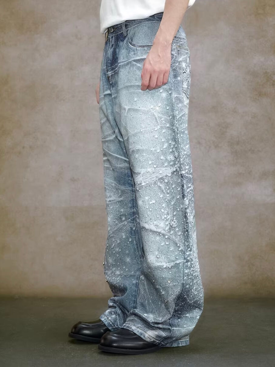 YADcrew 3D Digital Print Rhinestone Machete Jeans | Face 3 Face