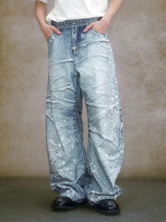 YADcrew 3D Digital Print Rhinestone Machete Jeans | Face 3 Face