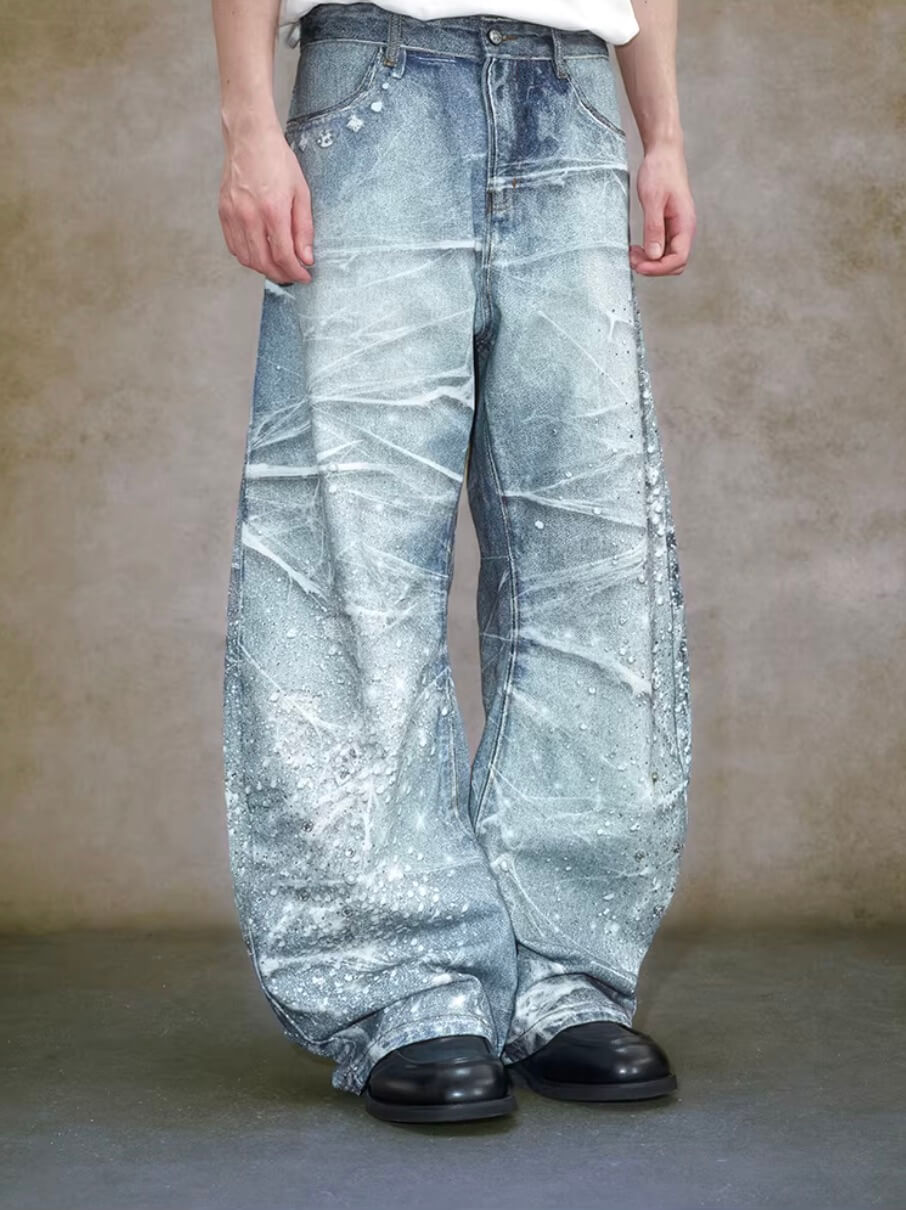 YADcrew 3D Digital Print Rhinestone Machete Jeans | Face 3 Face