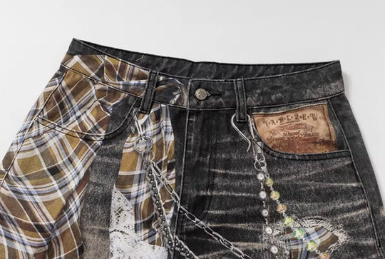 YADcrew Twisted Check Shirt 3D Digital Print Jeans | Face 3 Face