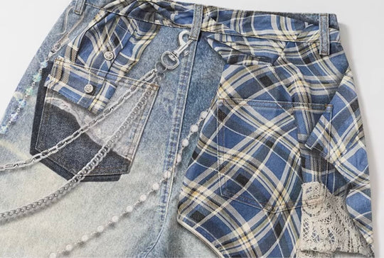 YADcrew Twisted Check Shirt 3D Digital Print Jeans | Face 3 Face