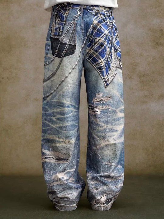 YADcrew Twisted Check Shirt 3D Digital Print Jeans | Face 3 Face