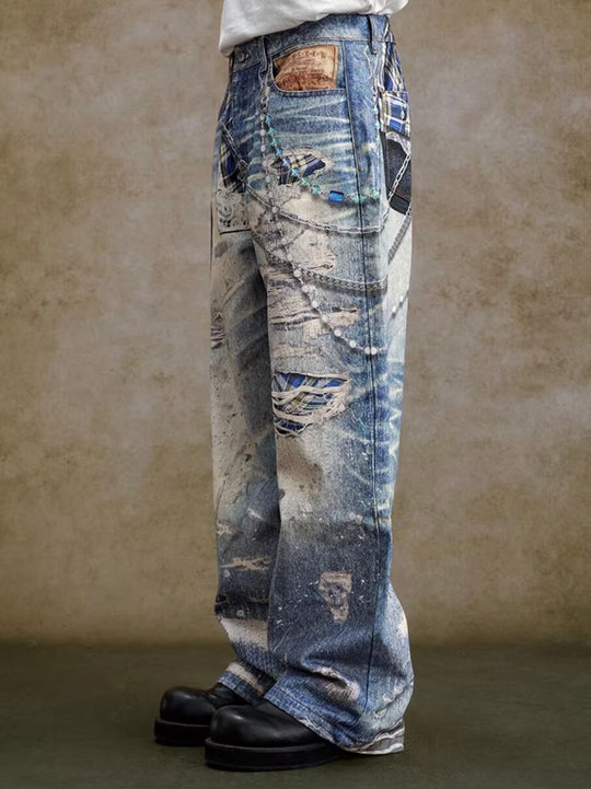 YADcrew Twisted Check Shirt 3D Digital Print Jeans | Face 3 Face