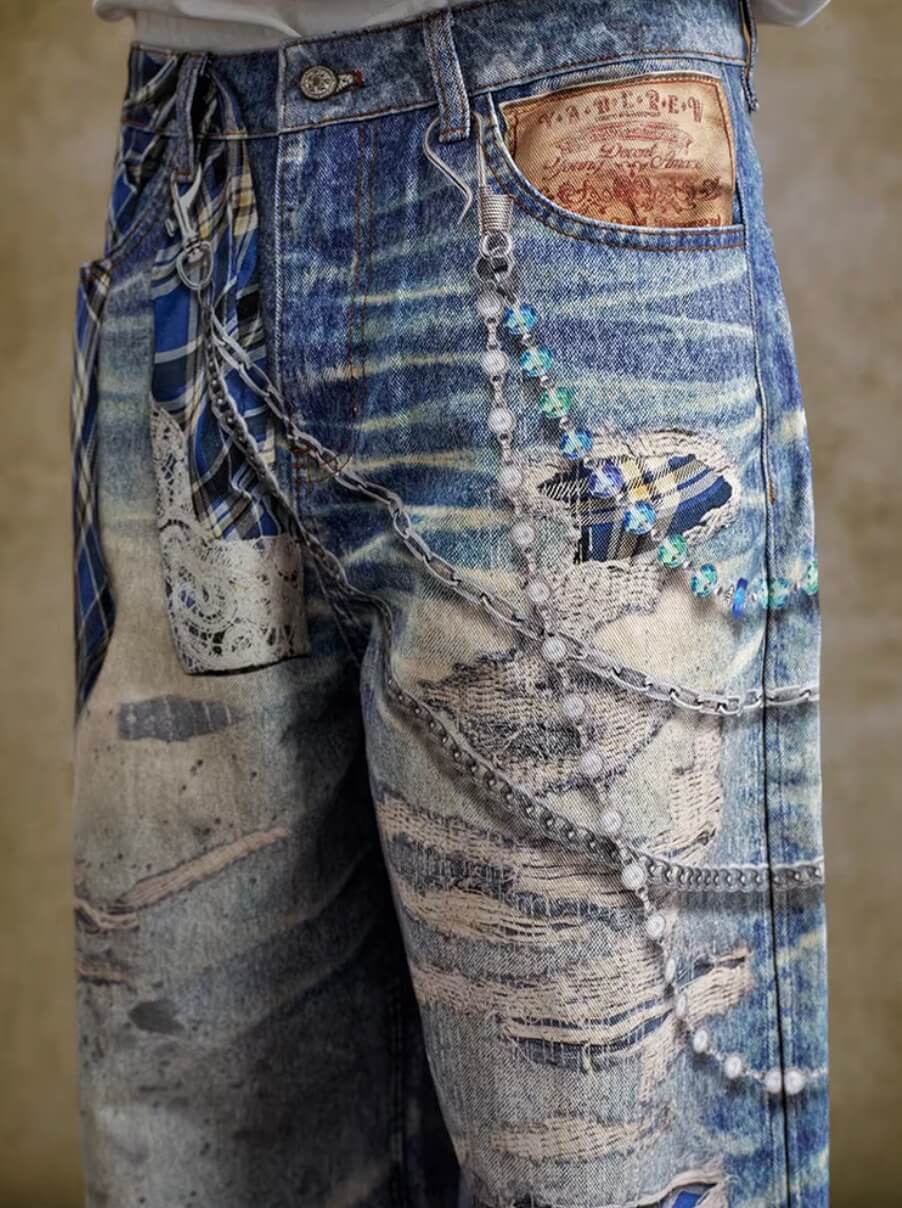 YADcrew Twisted Check Shirt 3D Digital Print Jeans | Face 3 Face