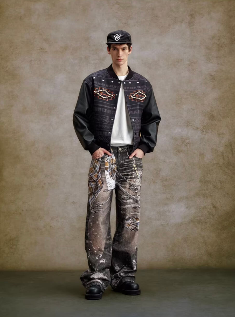 YADcrew Twisted Check Shirt 3D Digital Print Jeans | Face 3 Face