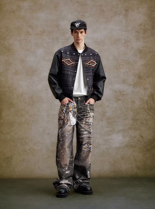 YADcrew Twisted Check Shirt 3D Digital Print Jeans | Face 3 Face