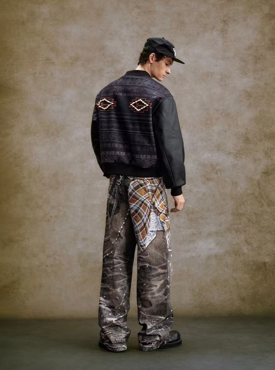 YADcrew Twisted Check Shirt 3D Digital Print Jeans | Face 3 Face