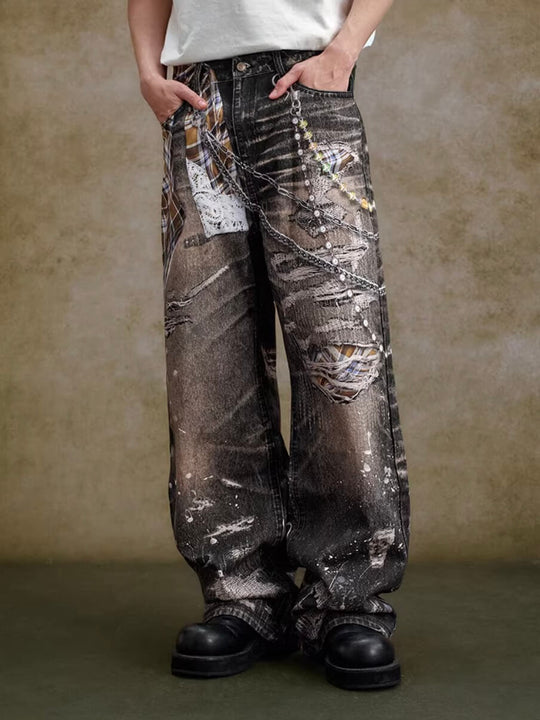 YADcrew Twisted Check Shirt 3D Digital Print Jeans | Face 3 Face