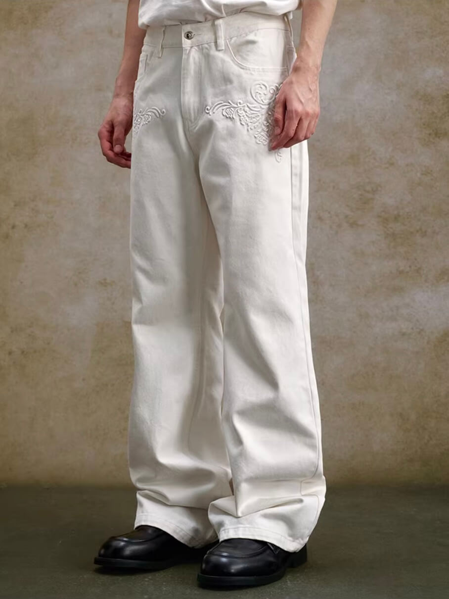 YADcrew 3D Embossed White Distressed Jeans | Face 3 Face