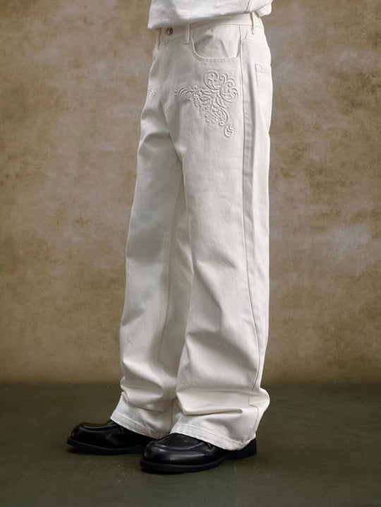 YADcrew 3D Embossed White Distressed Jeans | Face 3 Face