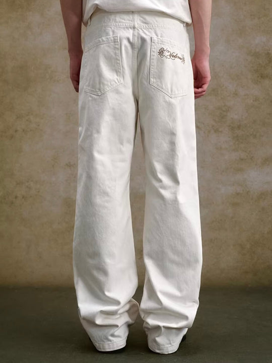 YADcrew 3D Embossed White Distressed Jeans | Face 3 Face