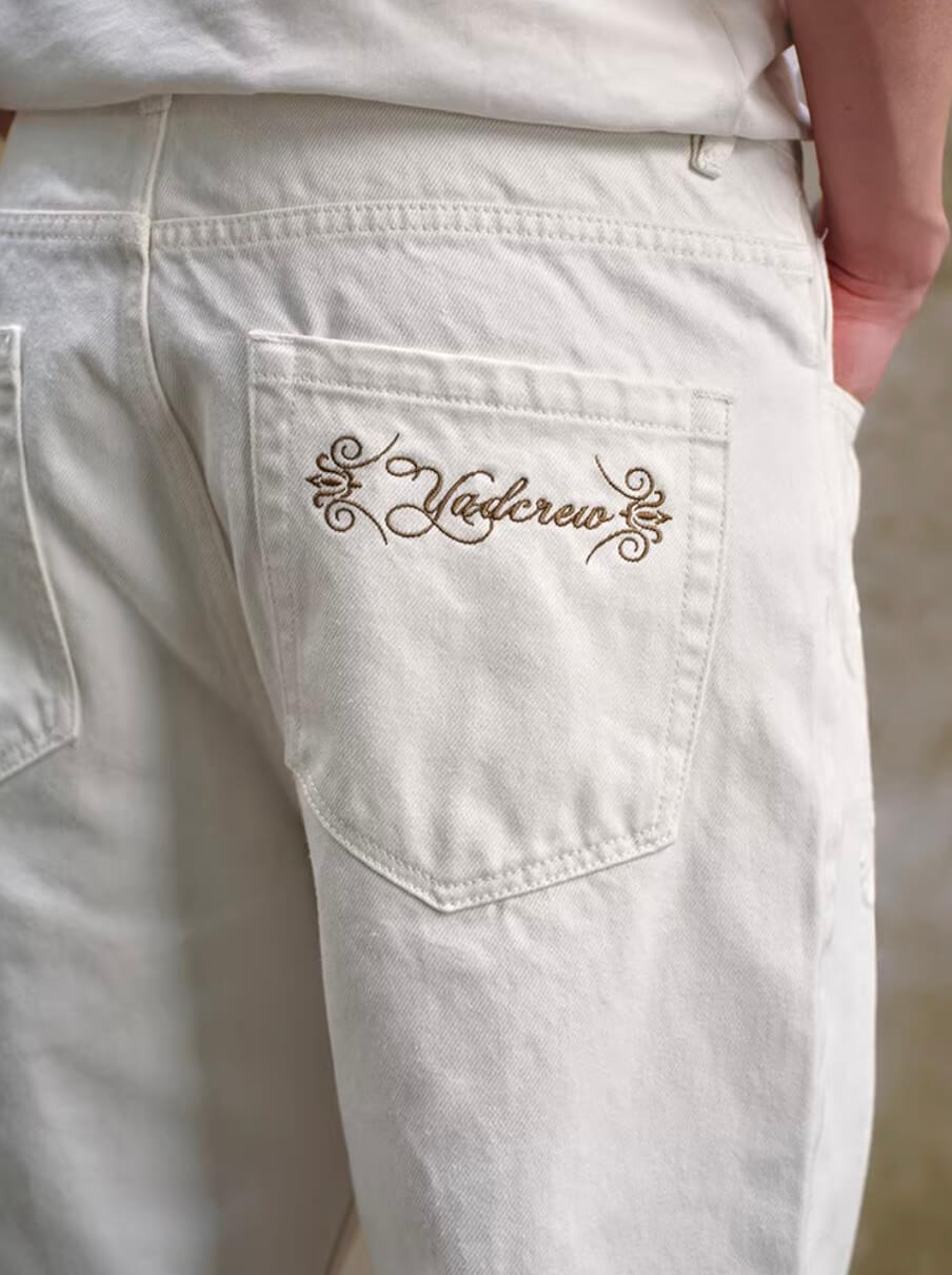 YADcrew 3D Embossed White Distressed Jeans | Face 3 Face