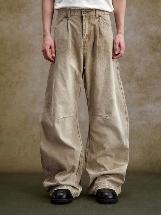 YADcrew Turquoise Studded Washed Tucked Painter Machete Jeans | Face 3 Face