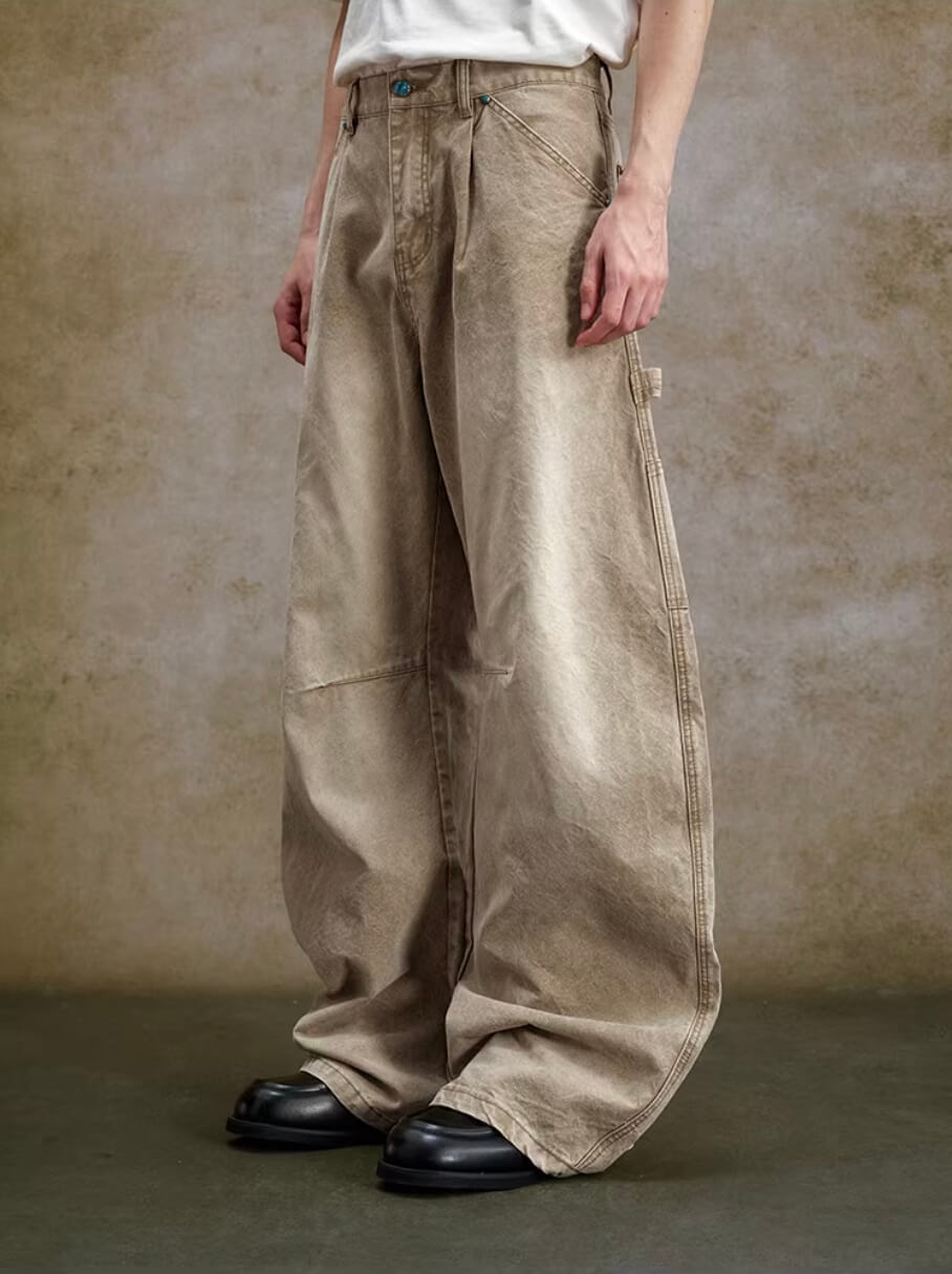 YADcrew Turquoise Studded Washed Tucked Painter Machete Jeans | Face 3 Face