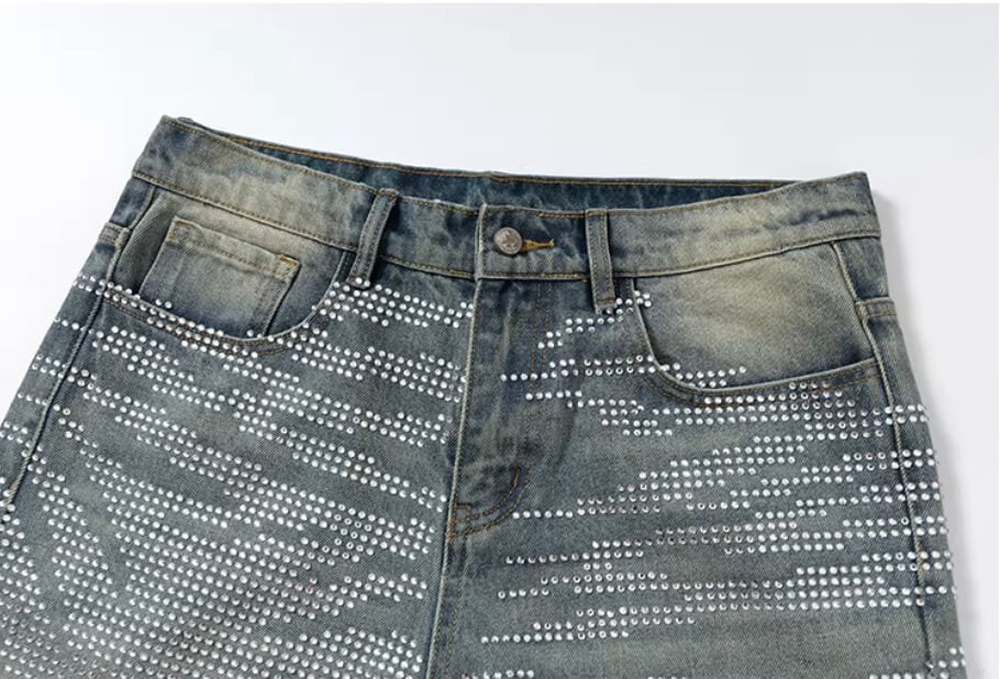 YADcrew Jeweled Rhinestone Whisker Washed Jeans | Face 3 Face