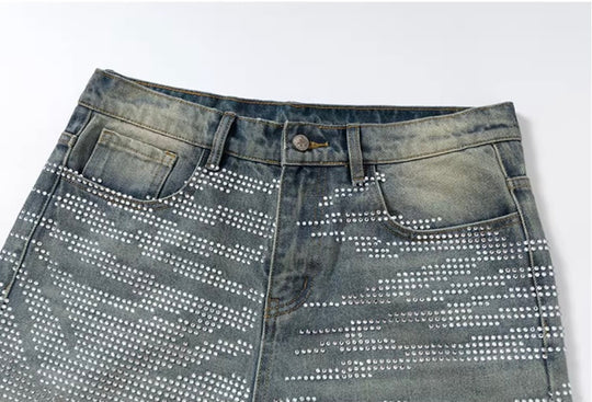 YADcrew Jeweled Rhinestone Whisker Washed Jeans | Face 3 Face