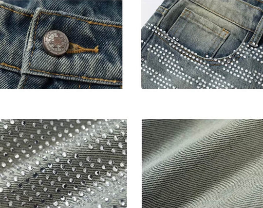 YADcrew Jeweled Rhinestone Whisker Washed Jeans | Face 3 Face