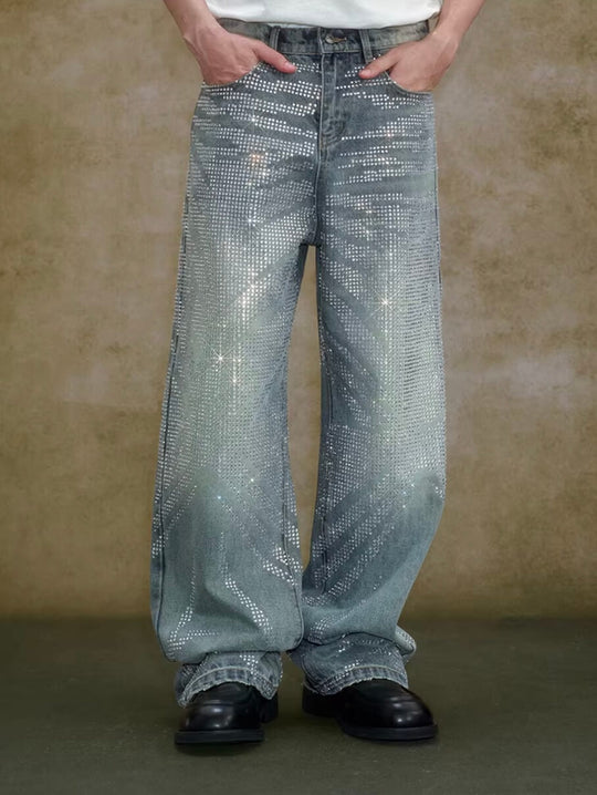 YADcrew Jeweled Rhinestone Whisker Washed Jeans | Face 3 Face