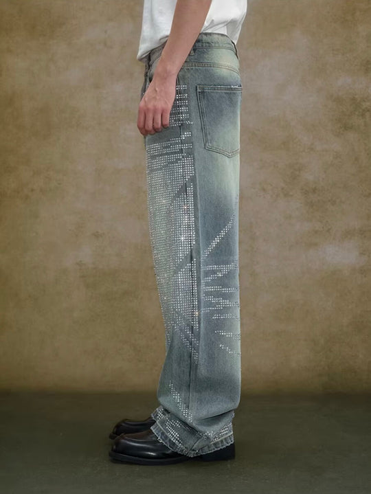 YADcrew Jeweled Rhinestone Whisker Washed Jeans | Face 3 Face