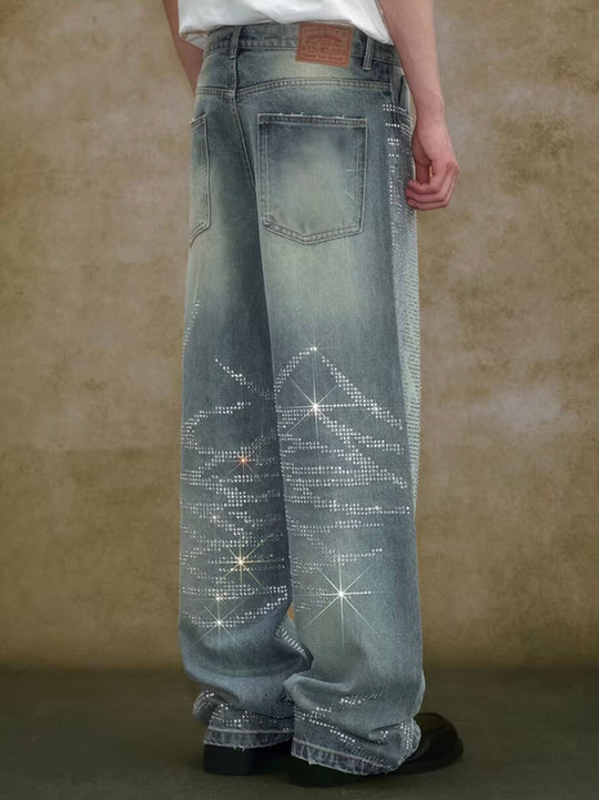 YADcrew Jeweled Rhinestone Whisker Washed Jeans | Face 3 Face