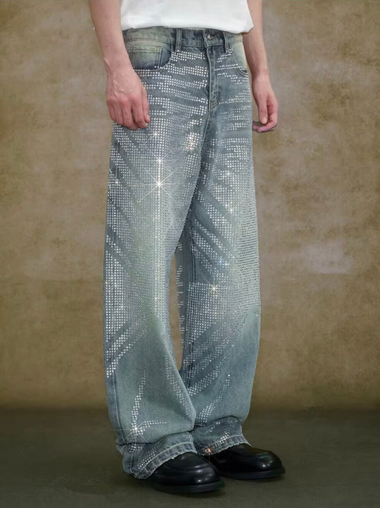 YADcrew Jeweled Rhinestone Whisker Washed Jeans | Face 3 Face