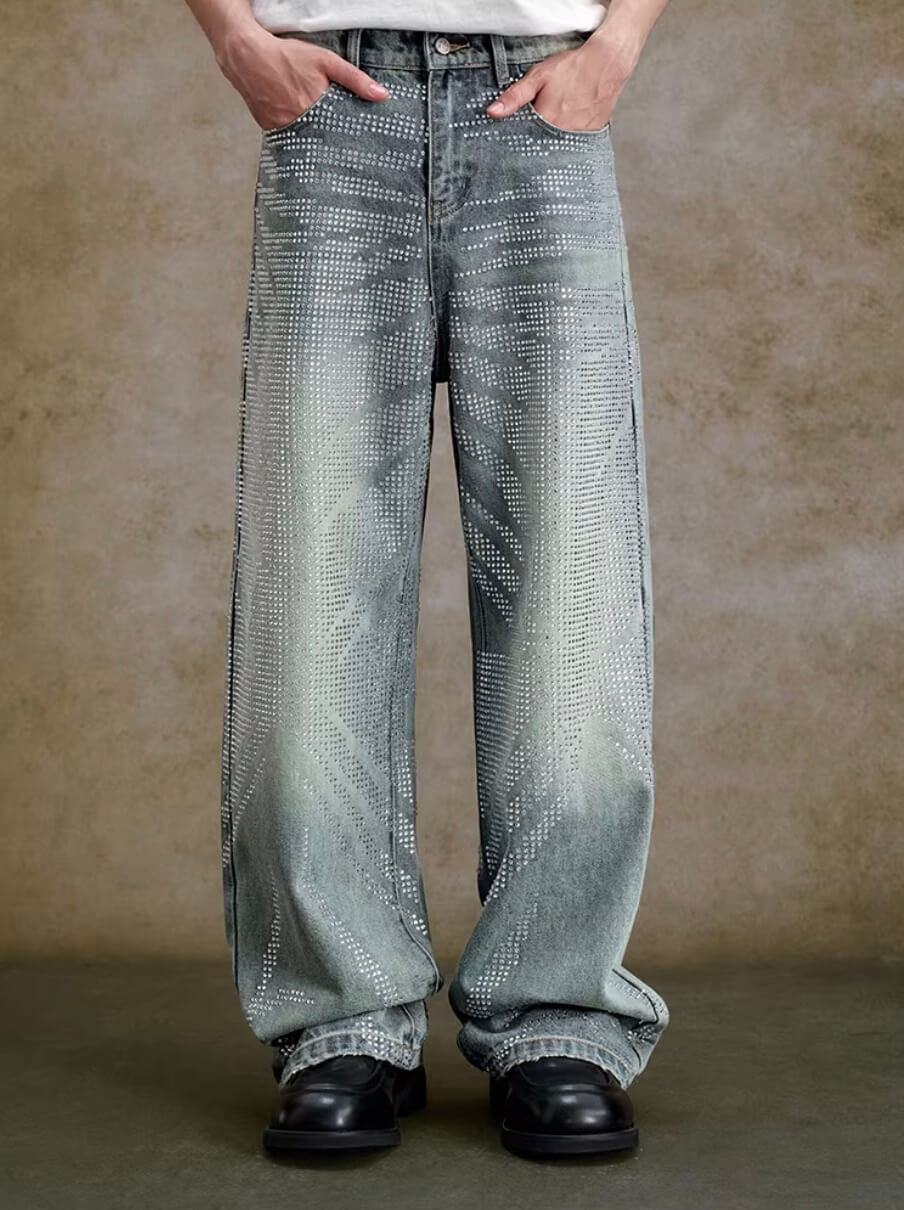 YADcrew Jeweled Rhinestone Whisker Washed Jeans | Face 3 Face