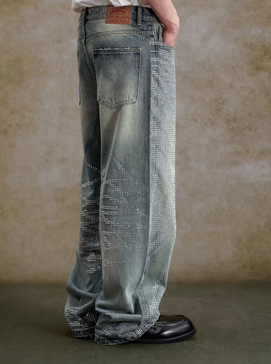 YADcrew Jeweled Rhinestone Whisker Washed Jeans | Face 3 Face