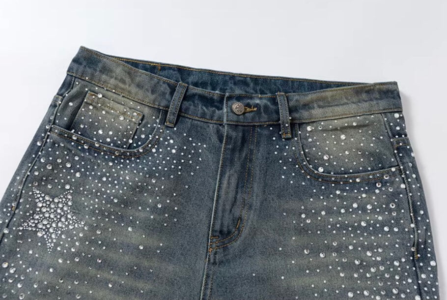 YADcrew Jeweled Rhinestone Star Washed Jeans | Face 3 Face