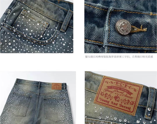 YADcrew Jeweled Rhinestone Star Washed Jeans | Face 3 Face