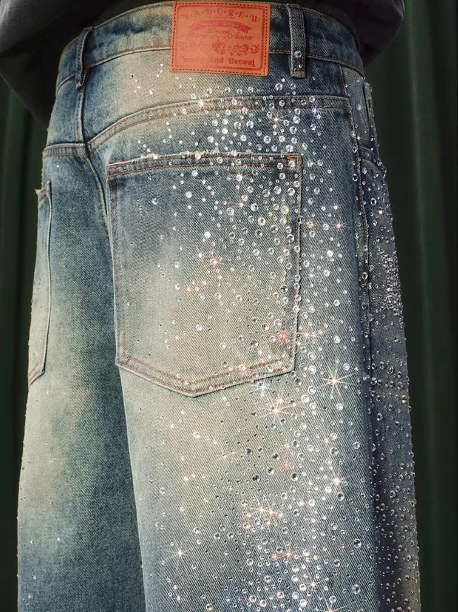 YADcrew Jeweled Rhinestone Star Washed Jeans | Face 3 Face