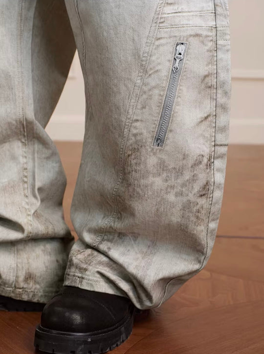 YADcrew Leopard Belt Double Waist 3D Digital Print Machete Jeans | Face 3 Face