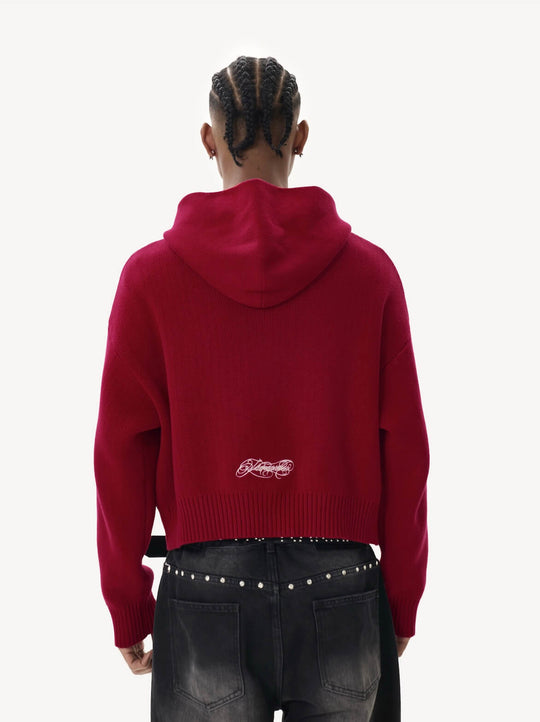 KARMANISTIC Embroidered Zip Up Knit Hoodie | Face 3 Face