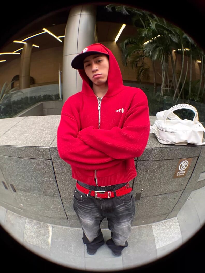 KARMANISTIC Embroidered Zip Up Knit Hoodie | Face 3 Face