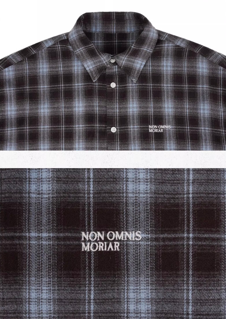 UNDERWATER Blue Brushed Plaid Raw Hem Long Sleeve Flannel Shirt | Face 3 Face