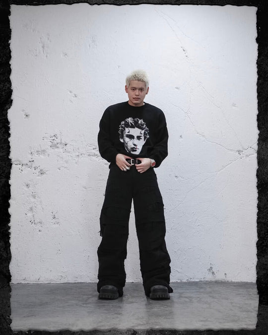 UNDERWATER Demon Digital Print Distressed Knit Sweater | Face 3 Face