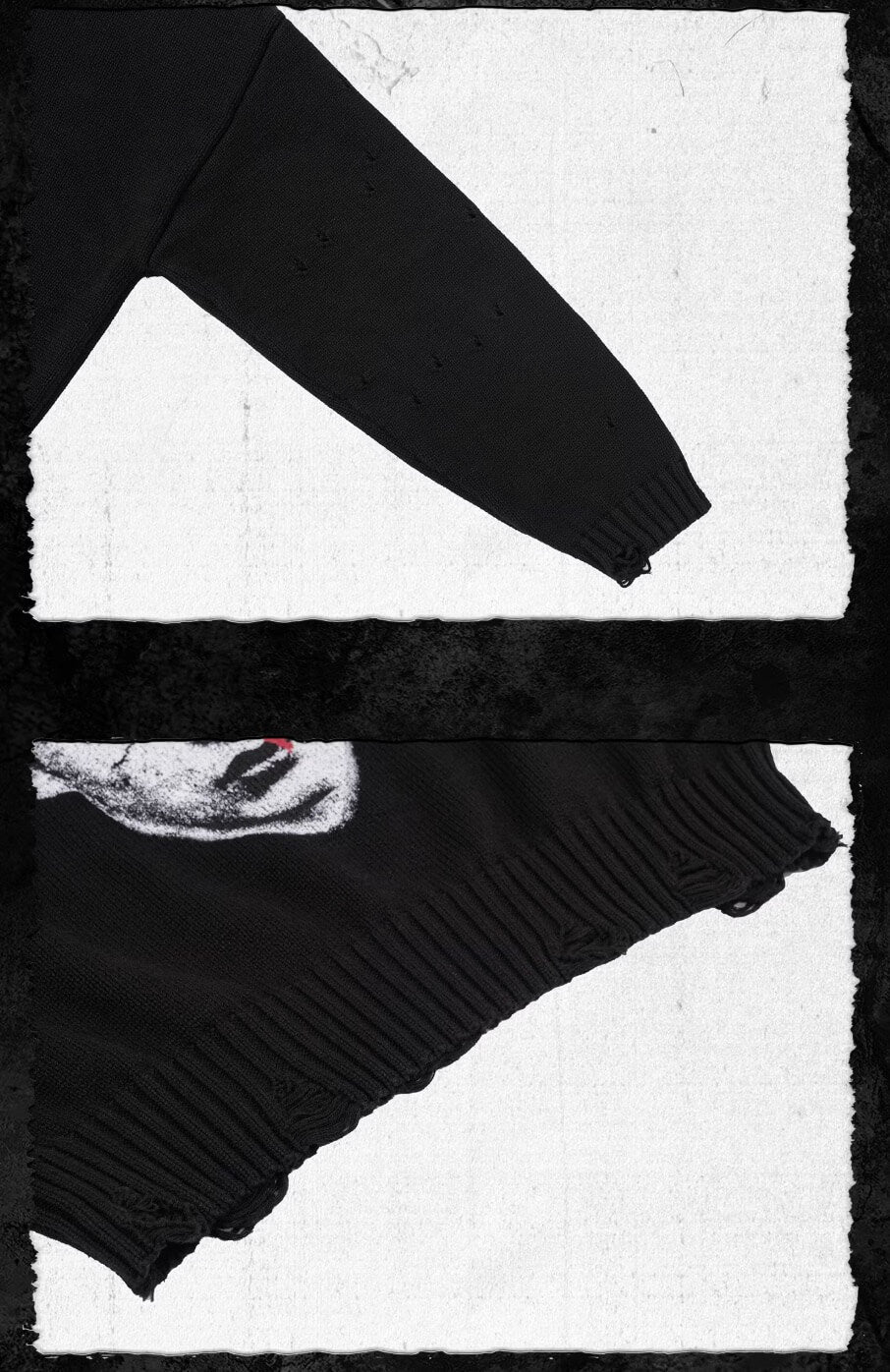 UNDERWATER Demon Digital Print Distressed Knit Sweater | Face 3 Face