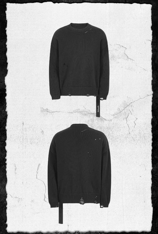 UNDERWATER Ribbon Tape Distressed Knit Sweater | Face 3 Face