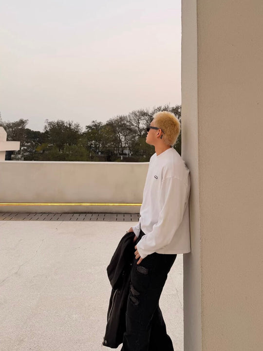 UNDERWATER White Thorn Ring Logo Print Long Sleeve Tee | Face 3 Face