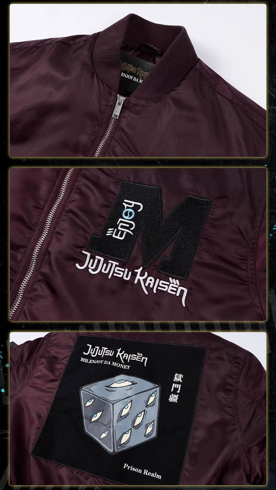 MEDM × Jujutsu Kaisen Prison Realm Print Patch MA-1 Bomber Jacket | Face 3 Face