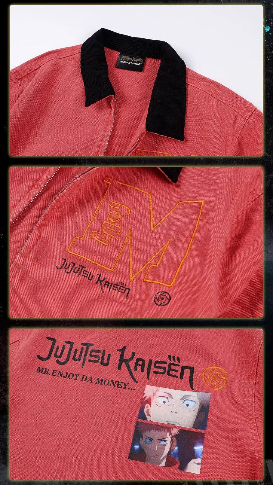 MEDM × Jujutsu Kaisen Yuji Itadori Washed Detroit Jacket | Face 3 Face