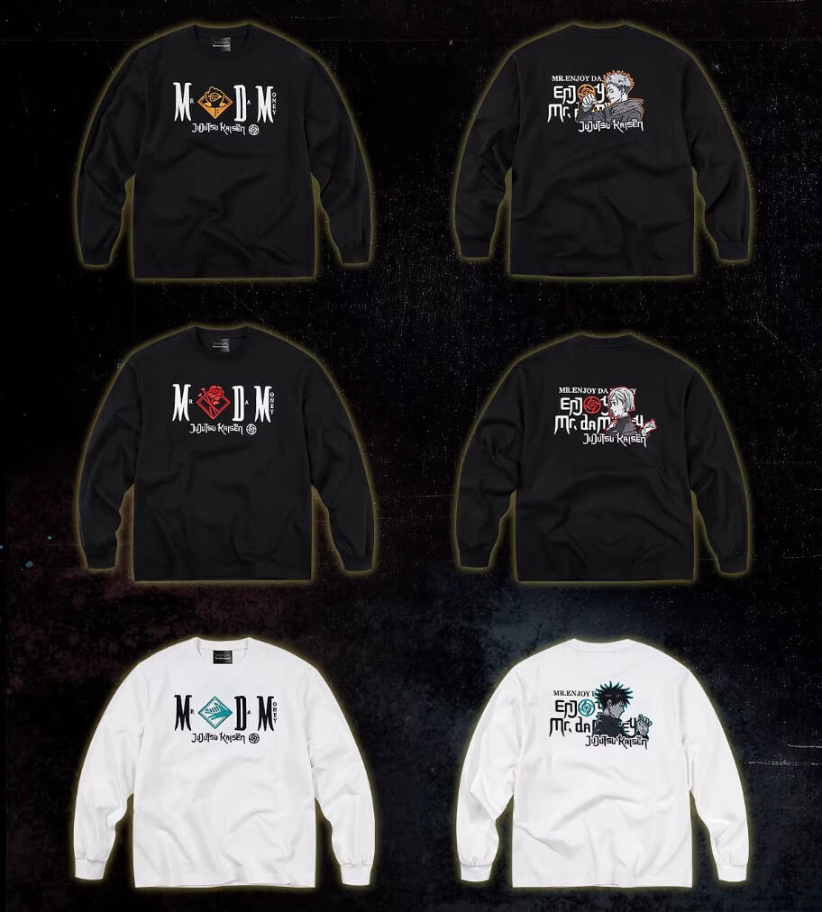MEDM × Jujutsu Kaisen Character Print Embroidered Long Sleeve Tee | Face 3 Face