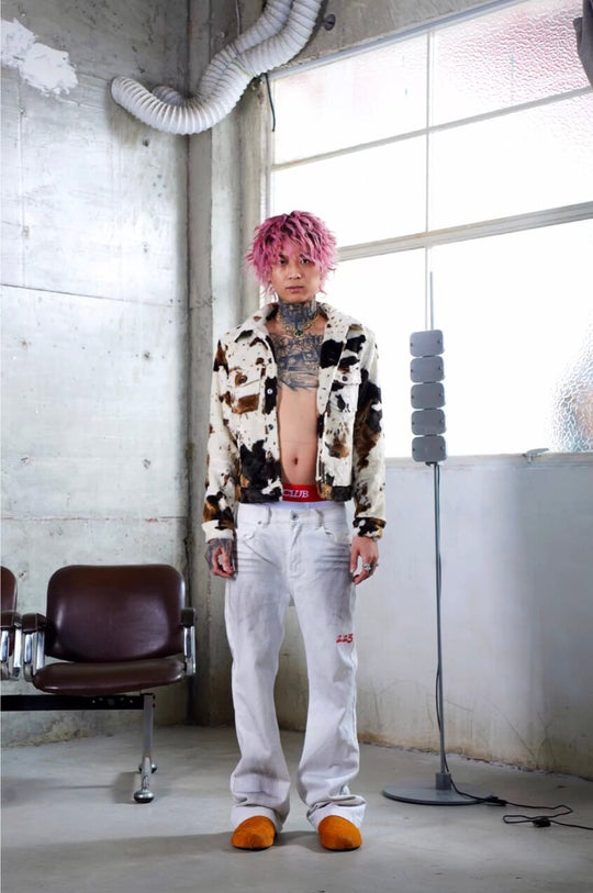 TGFCLUB Cow Print Faux Fur Leather Slim Fit Jacket | Face 3 Face