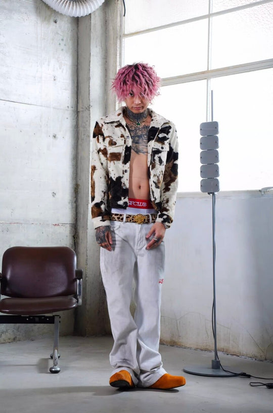 TGFCLUB Cow Print Faux Fur Leather Slim Fit Jacket | Face 3 Face